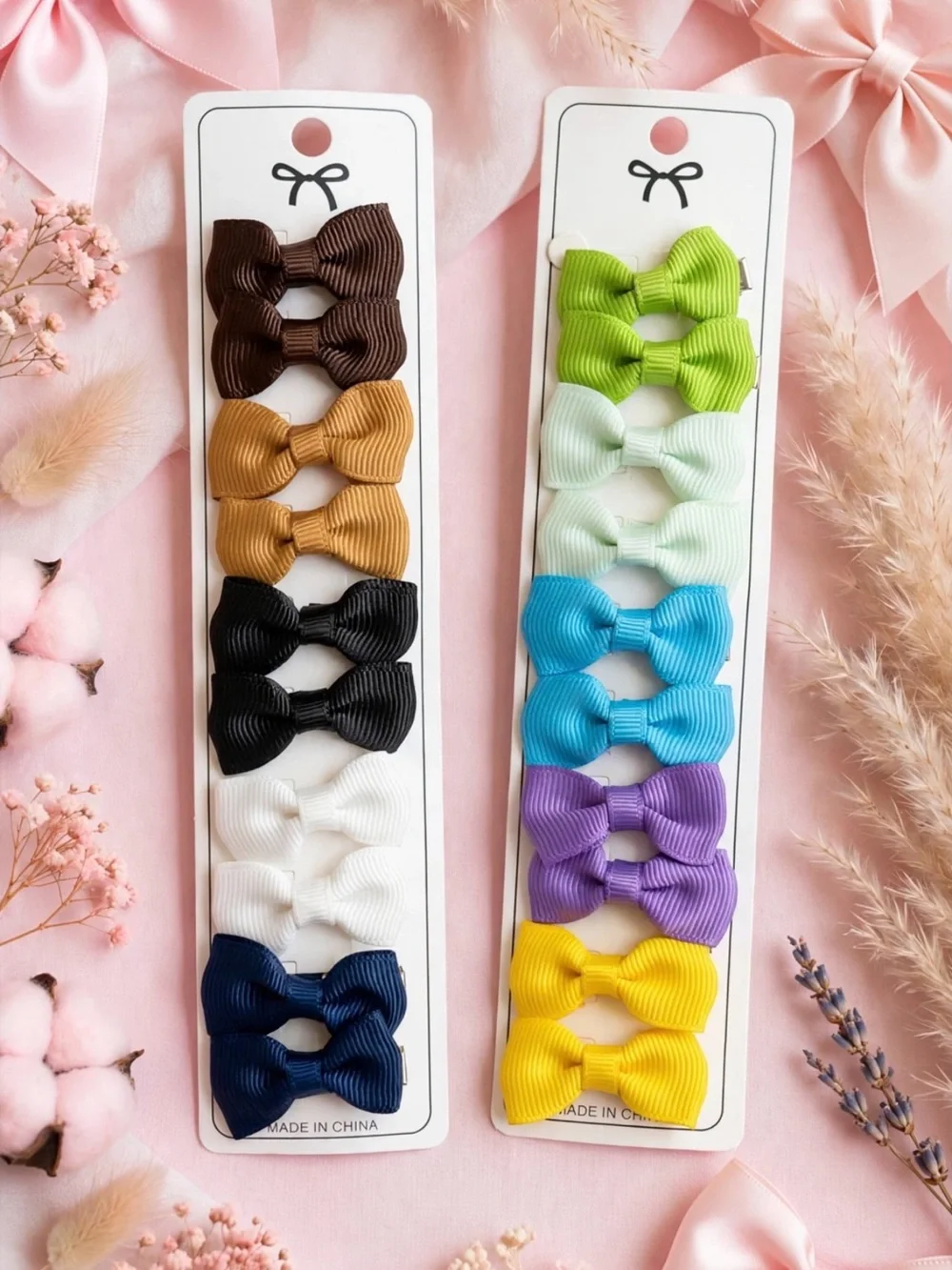 Kids Bow Hair Clip Set - Assorted Colors